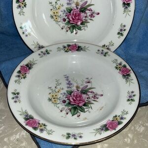 Pair of 8” China bowls, with gold trim
